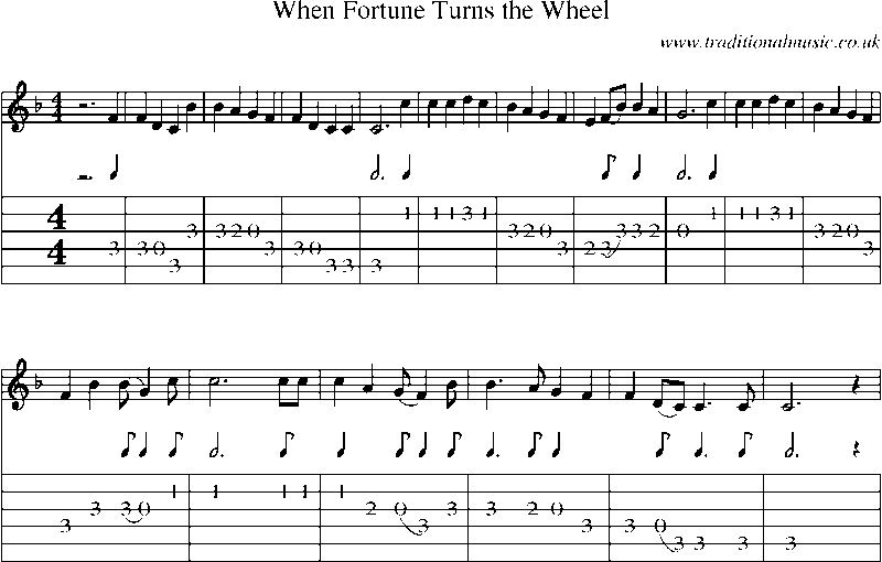 Guitar Tab and Sheet Music for When Fortune Turns The Wheel