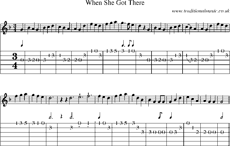 Guitar Tab and Sheet Music for When She Got There