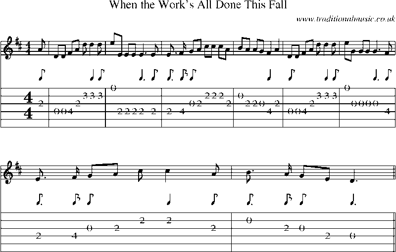 Guitar Tab and Sheet Music for When The Work's All Done This Fall