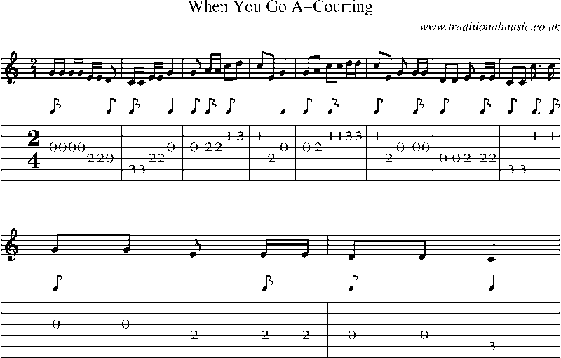 Guitar Tab and Sheet Music for When You Go A-courting
