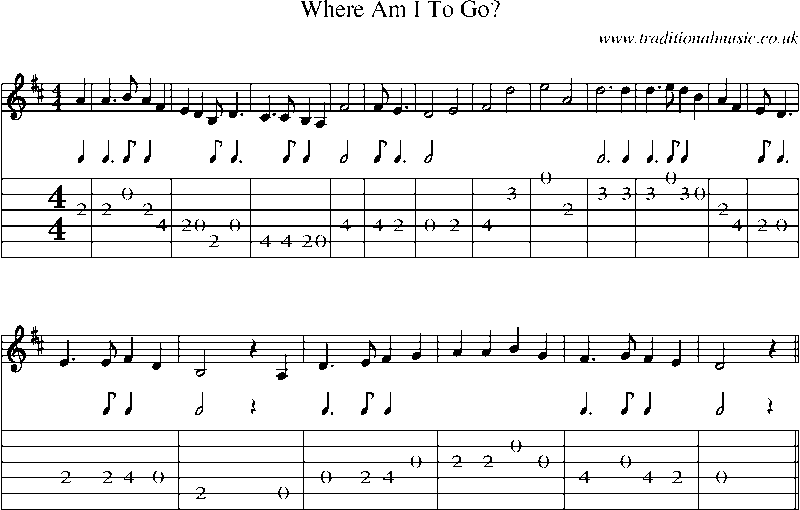 Guitar Tab and Sheet Music for Where Am I To Go?