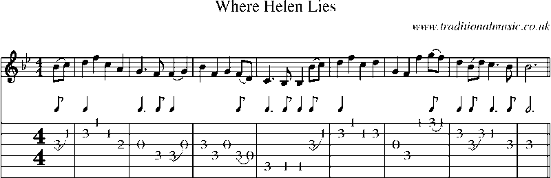 Guitar Tab and Sheet Music for Where Helen Lies