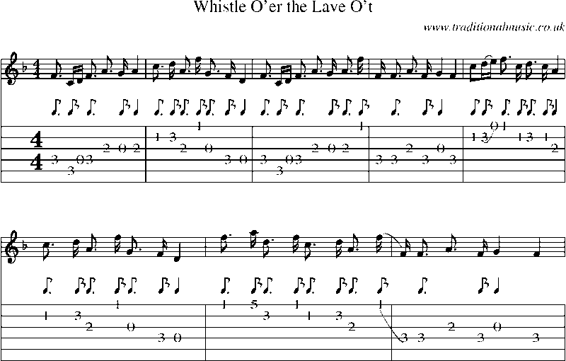 Guitar Tab and Sheet Music for Whistle O'er The Lave O't