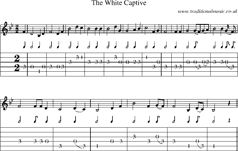 Guitar Tab and Sheet Music for The White Captive