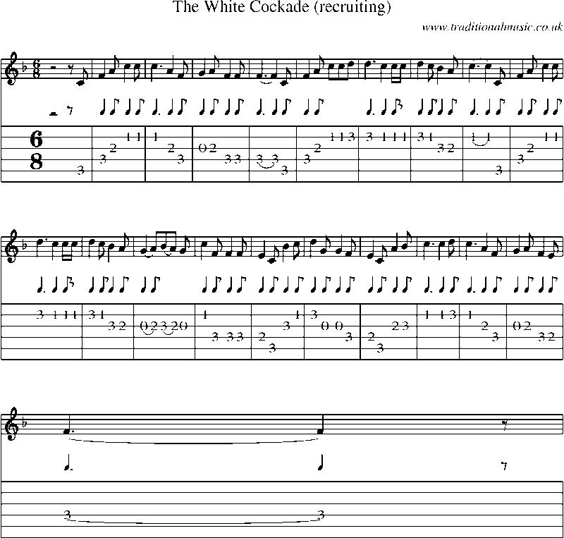Guitar Tab and Sheet Music for The White Cockade (recruiting)