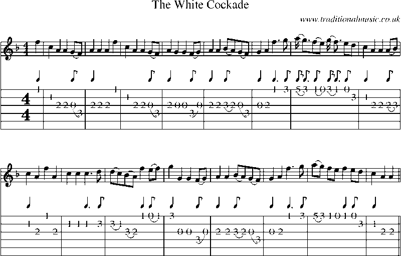 Guitar Tab and Sheet Music for The White Cockade
