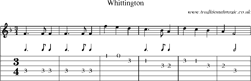 Guitar Tab and Sheet Music for Whittington