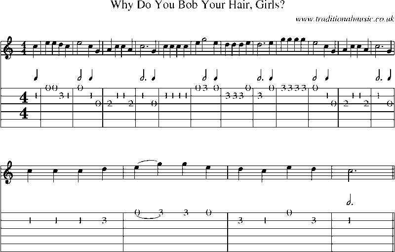 Guitar Tab and Sheet Music for Why Do You Bob Your Hair, Girls?