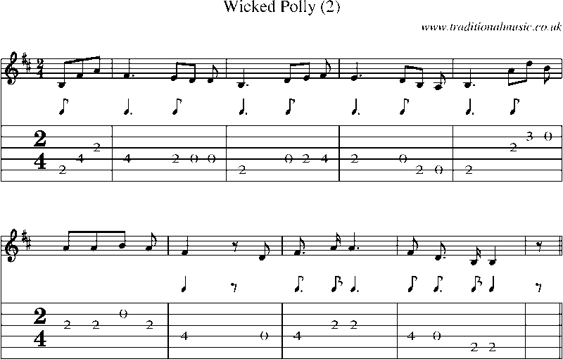 Guitar Tab and Sheet Music for Wicked Polly (2)