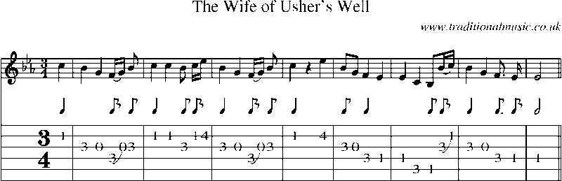 Guitar Tab and Sheet Music for The Wife Of Usher's Well