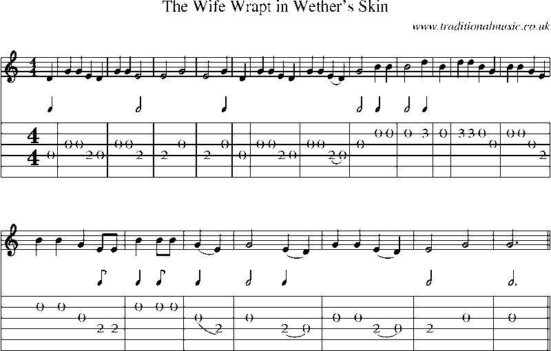 Guitar Tab and Sheet Music for The Wife Wrapt In Wether's Skin