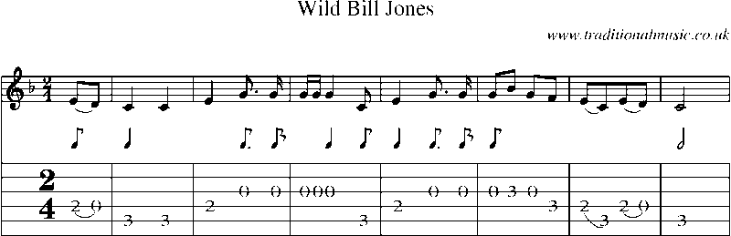 Guitar Tab and Sheet Music for Wild Bill Jones