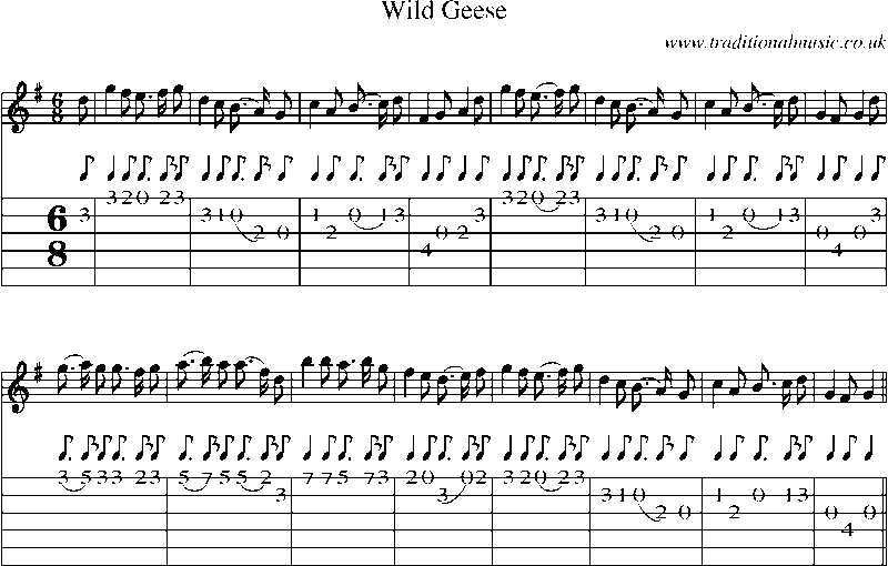Guitar Tab and Sheet Music for Wild Geese