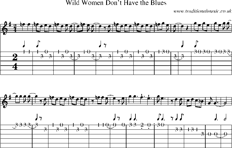Guitar Tab and Sheet Music for Wild Women Don't Have The Blues