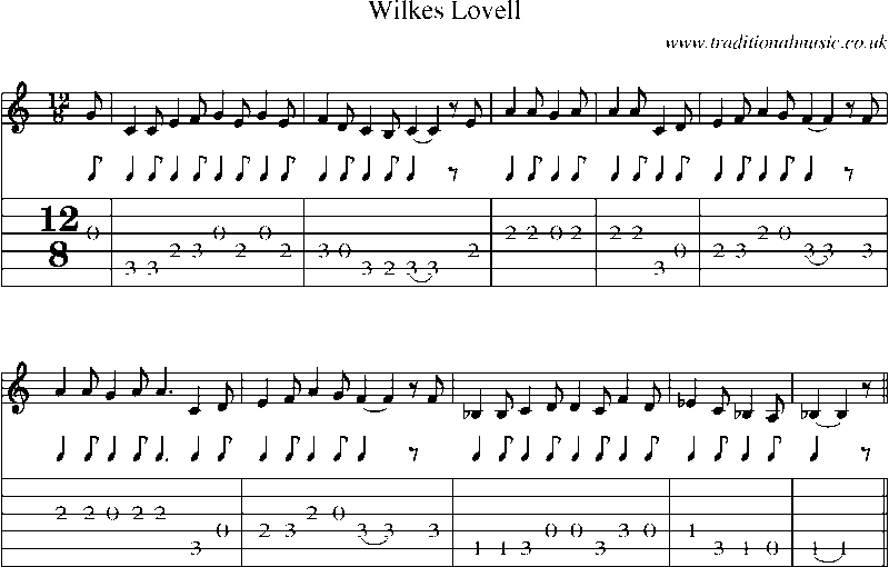 Guitar Tab and Sheet Music for Wilkes Lovell