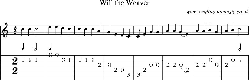 Guitar Tab and Sheet Music for Will The Weaver
