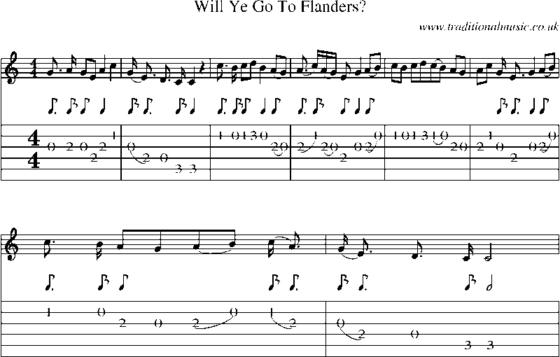 Guitar Tab and Sheet Music for Will Ye Go To Flanders?