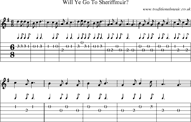 Guitar Tab and Sheet Music for Will Ye Go To Sheriffmuir?