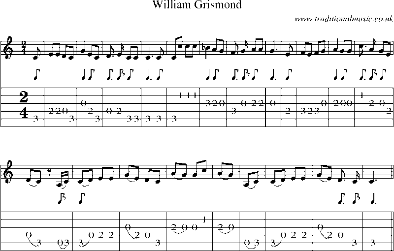 Guitar Tab and Sheet Music for William Grismond(1)