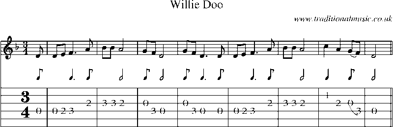 Guitar Tab and Sheet Music for Willie Doo