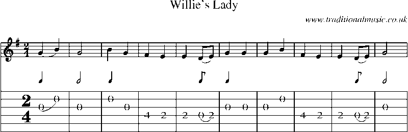Guitar Tab and Sheet Music for Willie's Lady(1)