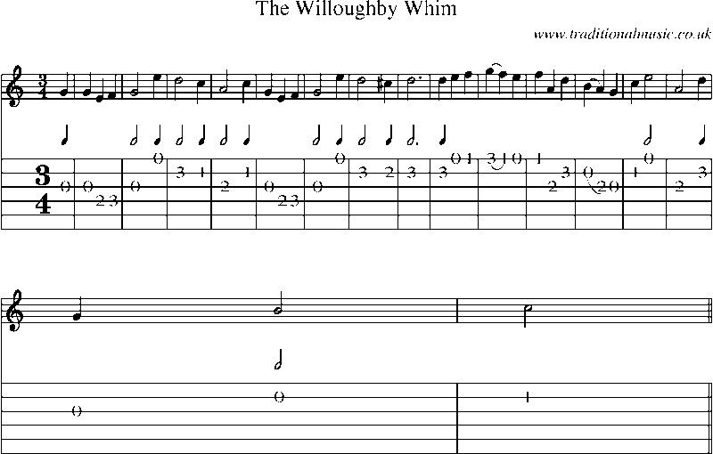 Guitar Tab and Sheet Music for The Willoughby Whim