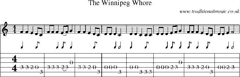Guitar Tab and Sheet Music for The Winnipeg Whore