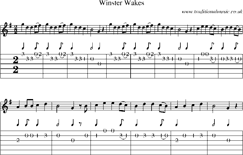 Guitar Tab and Sheet Music for Winster Wakes