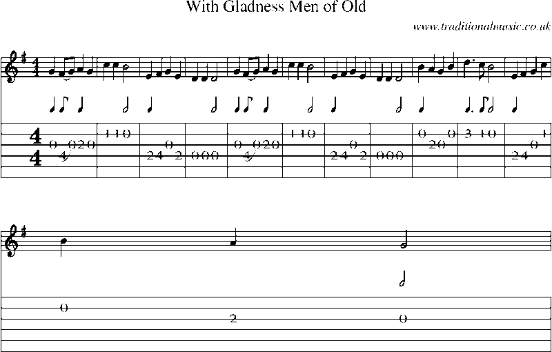Guitar Tab and Sheet Music for With Gladness Men Of Old