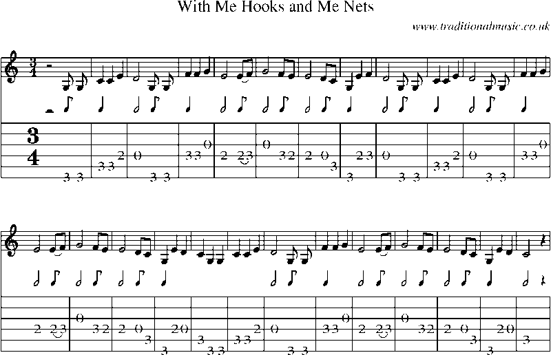 Guitar Tab and Sheet Music for With Me Hooks And Me Nets