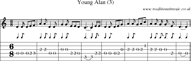 Guitar Tab and Sheet Music for Young Alan (2)