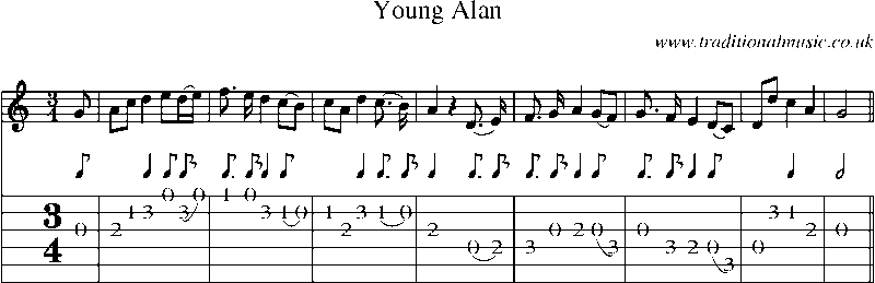Guitar Tab and Sheet Music for Young Alan
