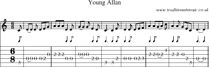 Guitar Tab and Sheet Music for Young Allan