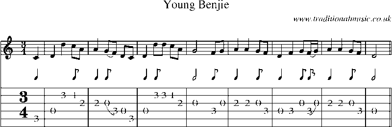 Guitar Tab and Sheet Music for Young Benjie