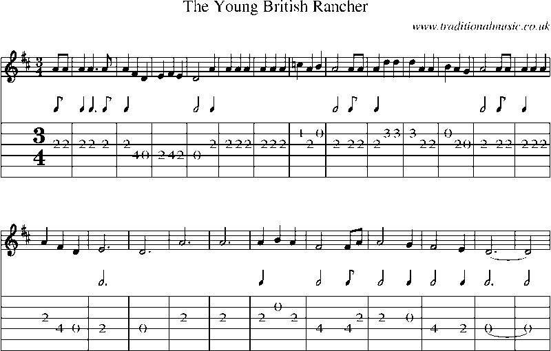 Guitar Tab and Sheet Music for The Young British Rancher
