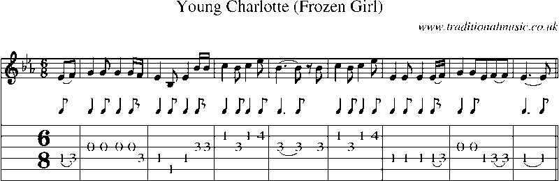 Guitar Tab and Sheet Music for Young Charlotte (frozen Girl)