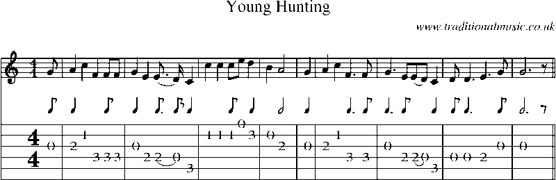 Guitar Tab and Sheet Music for Young Hunting(1)