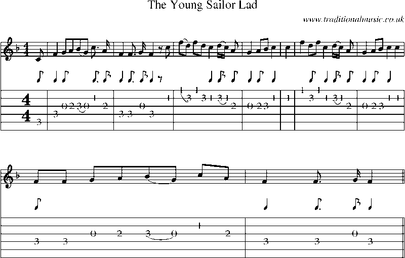 Guitar Tab and Sheet Music for The Young Sailor Lad