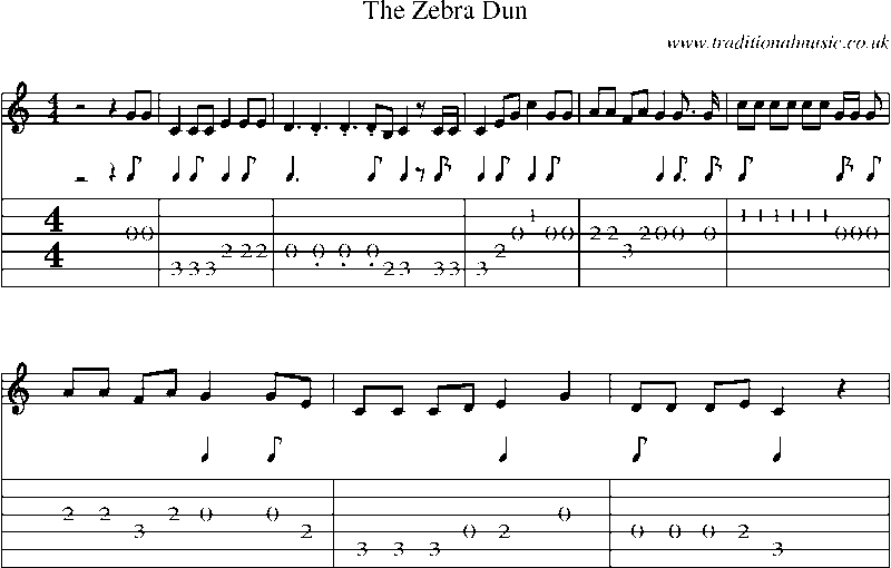 Guitar Tab and Sheet Music for The Zebra Dun