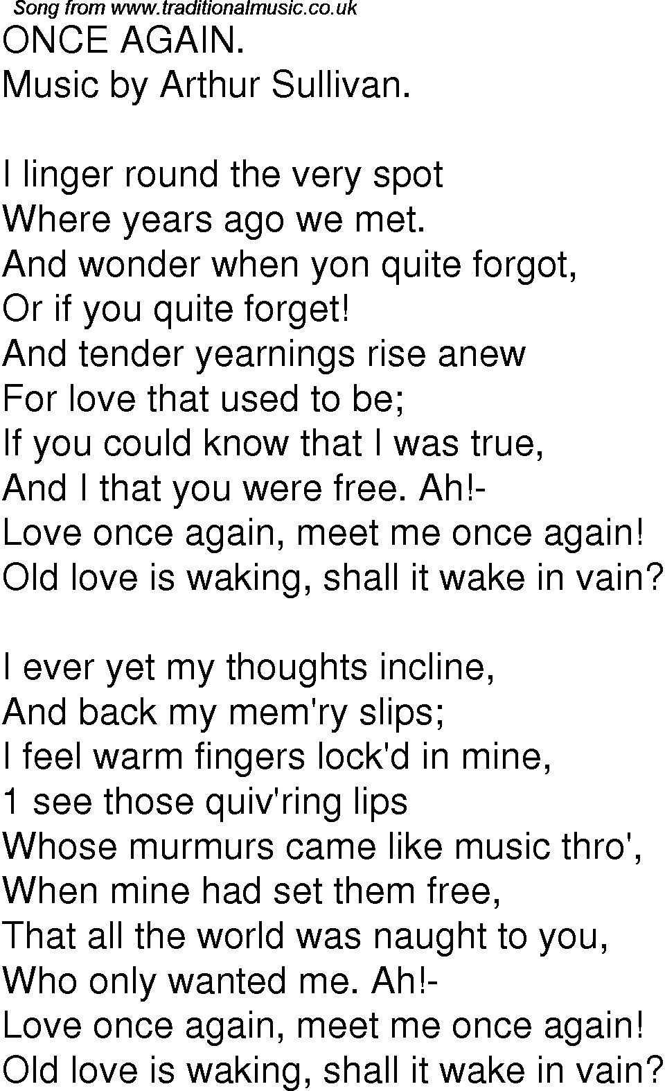 Old Time Song Lyrics for 08 Once Again