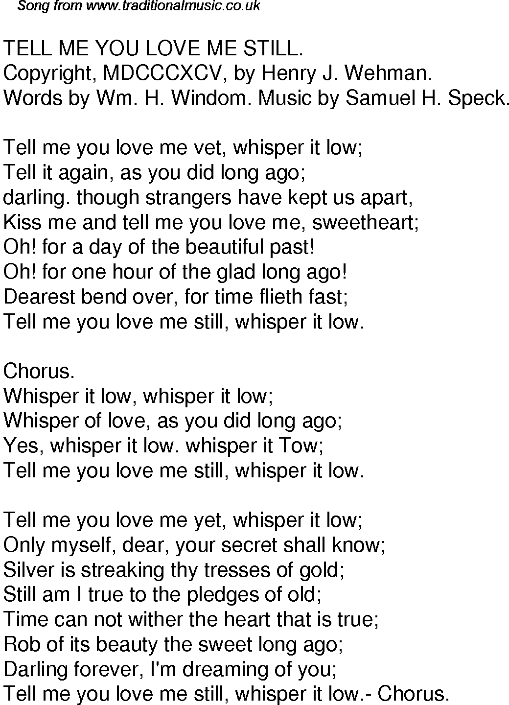 Old Time Song Lyrics For 47 Tell Me You Love Me Still