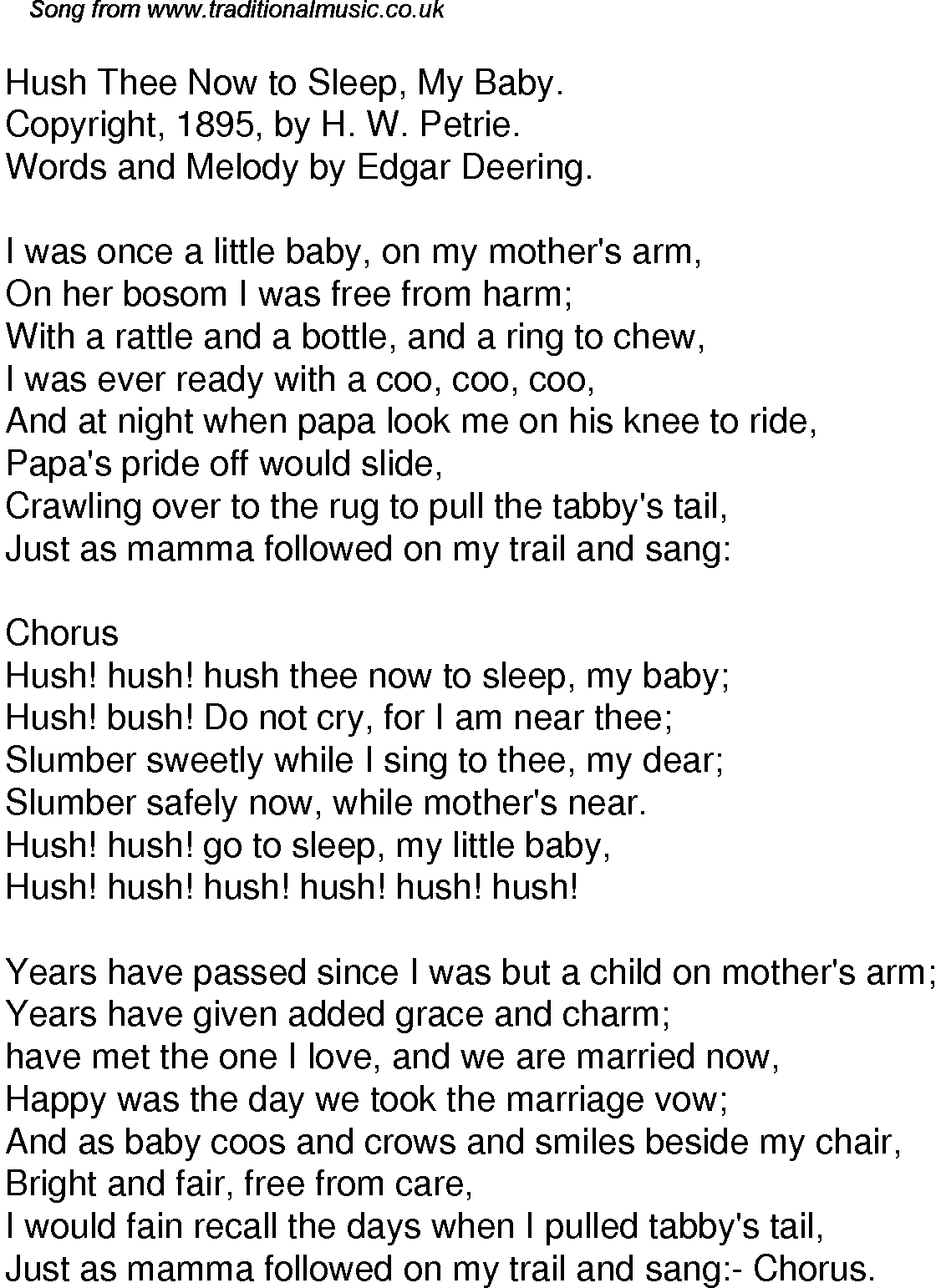 Hush little baby song words | Hush Little Baby lyrics ...