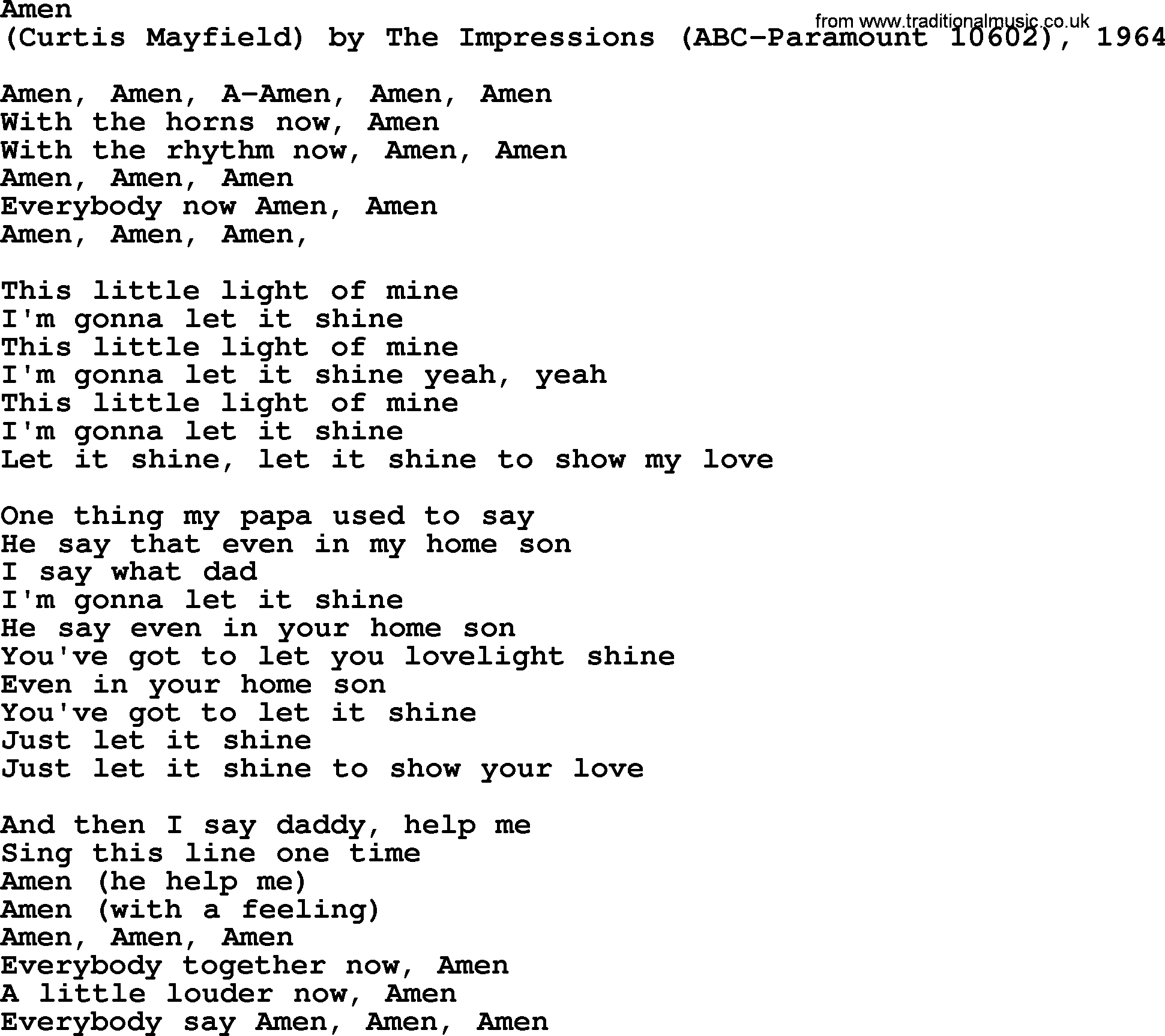 Bruce Springsteen song: Amen lyrics