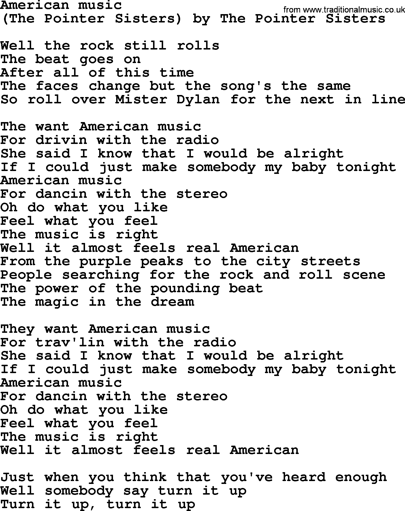 Bruce Springsteen song: American Music lyrics