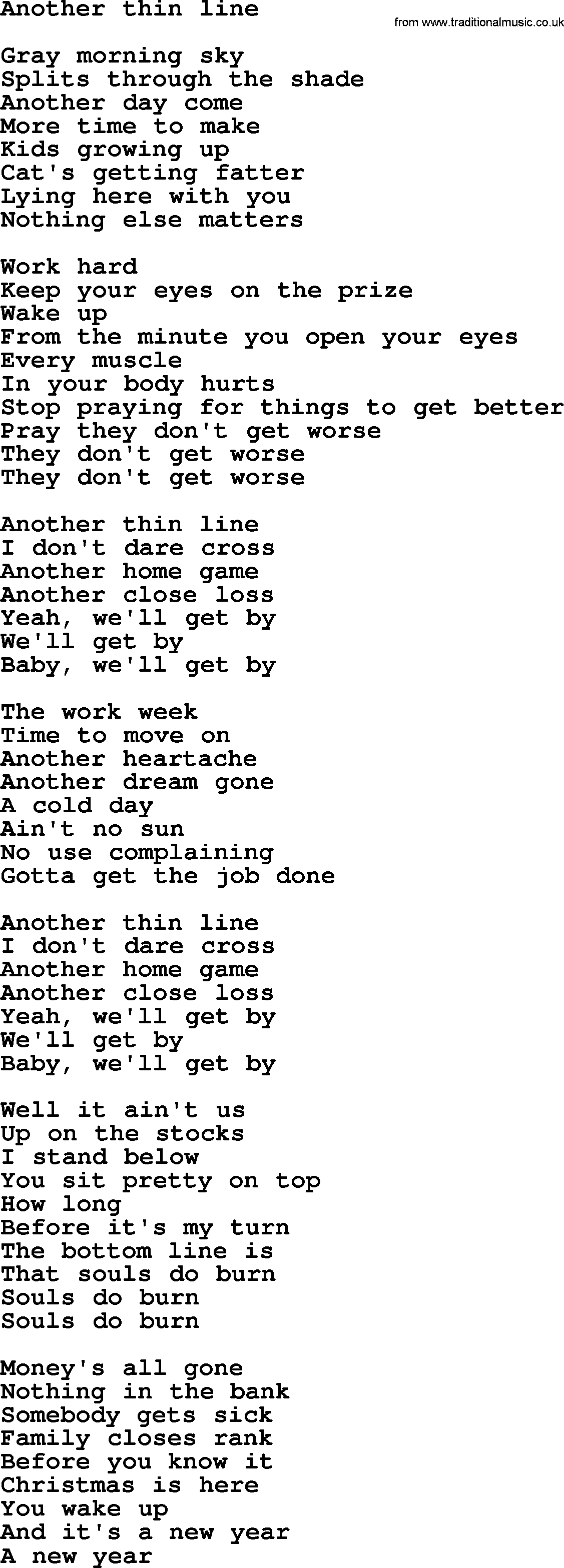 Bruce Springsteen song: Another Thin Line lyrics