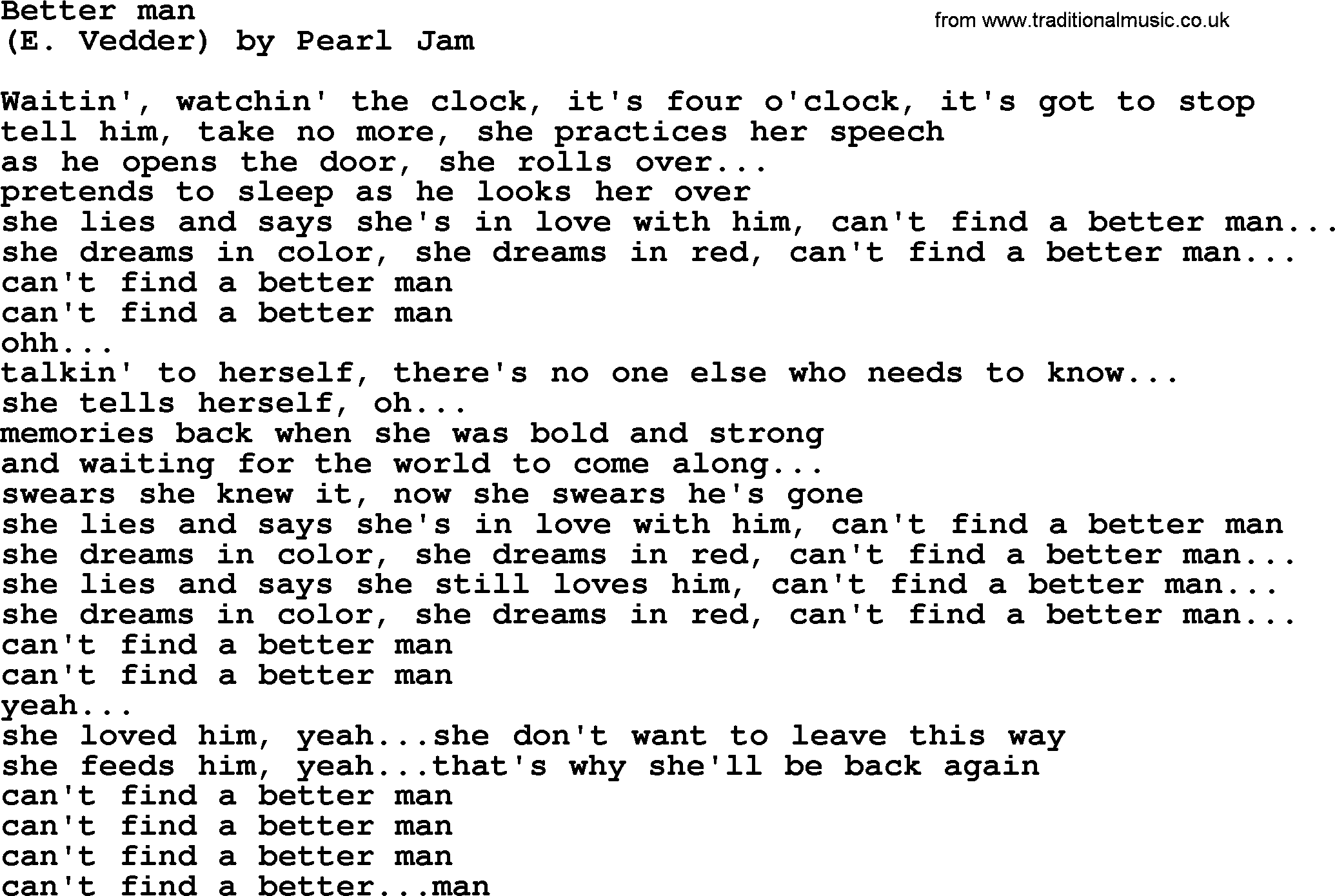 Bruce Springsteen song: Better Man lyrics