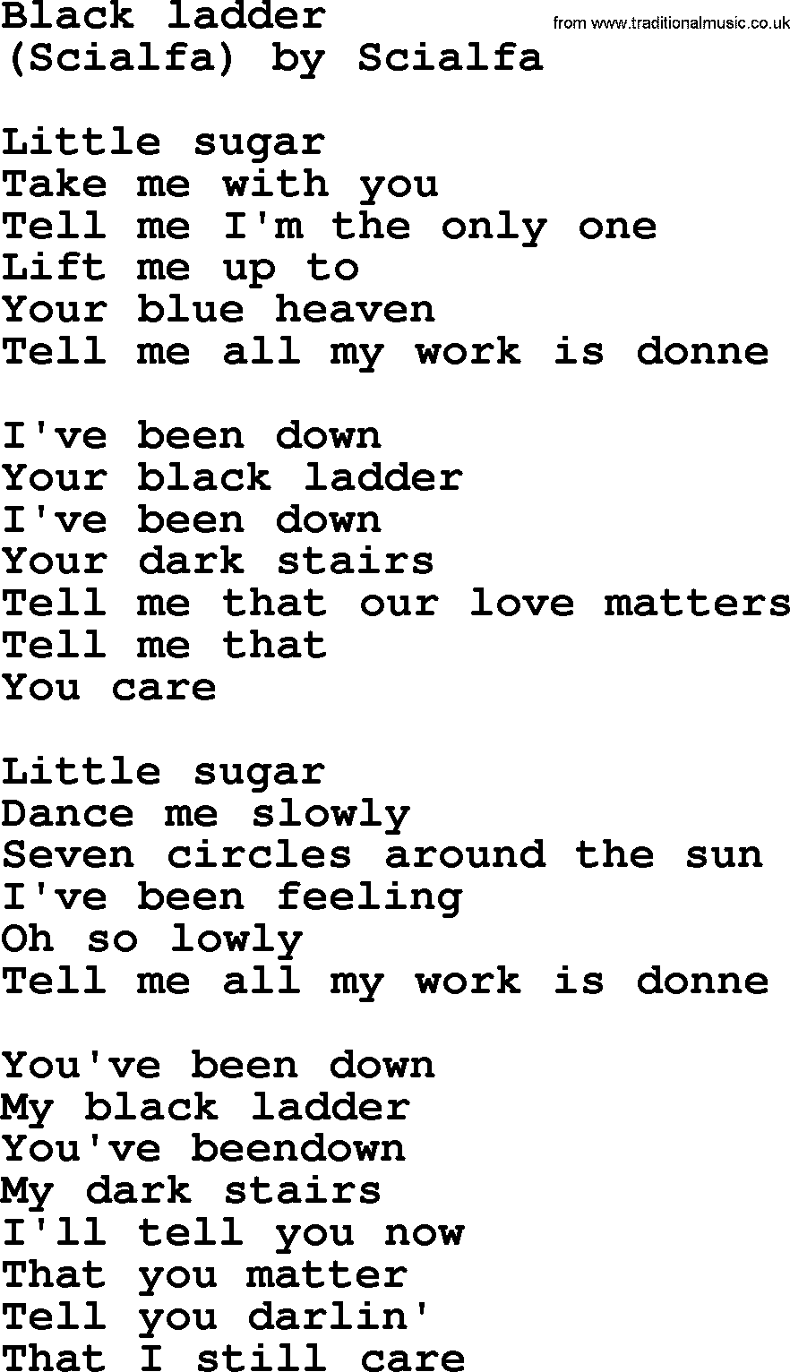 Bruce Springsteen song: Black Ladder lyrics