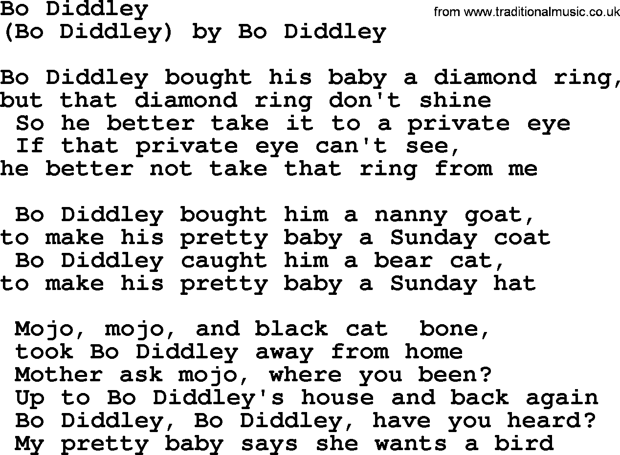 Bruce Springsteen song: Bo Diddley lyrics