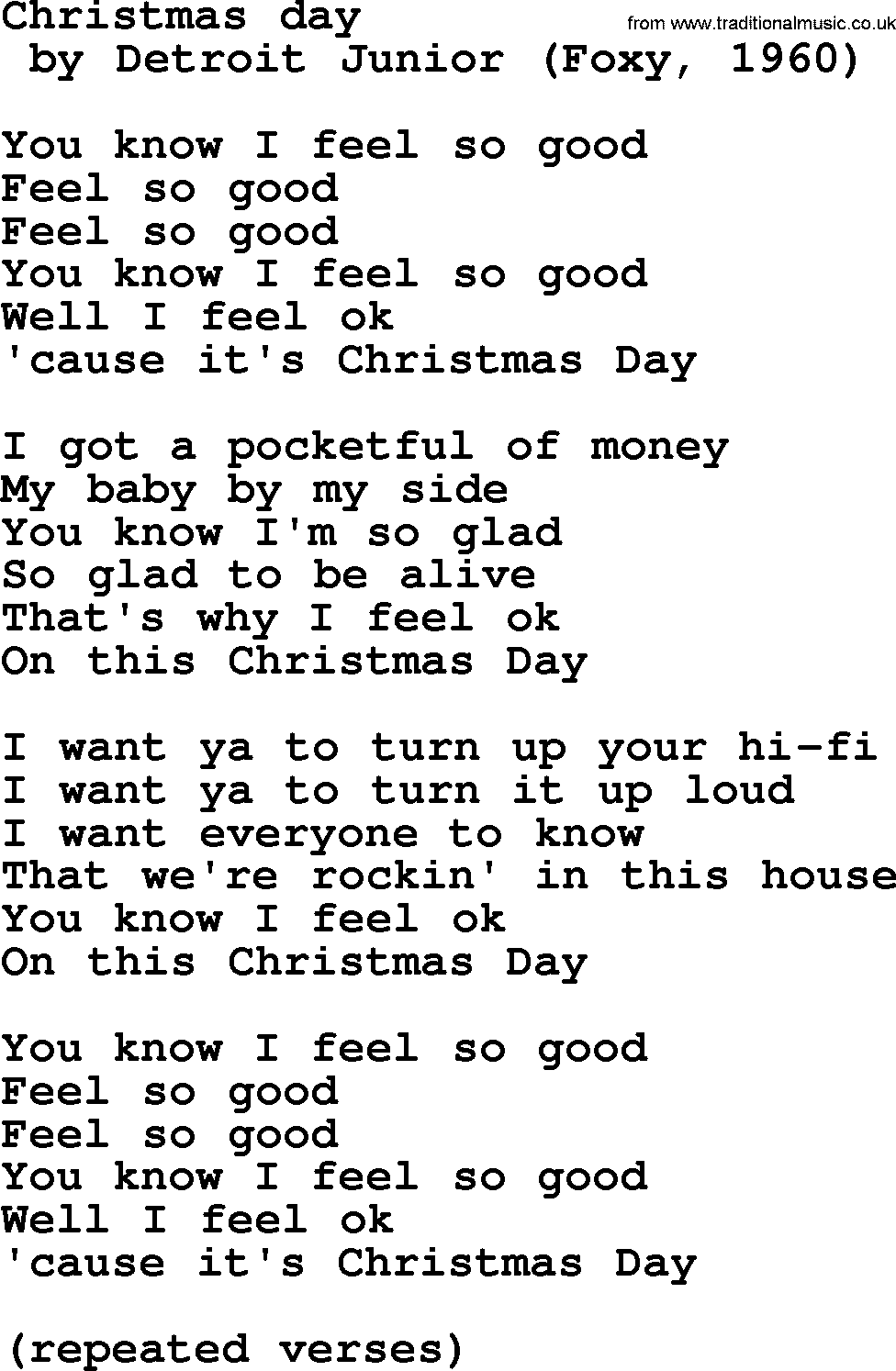 Bruce Springsteen song: Christmas Day lyrics