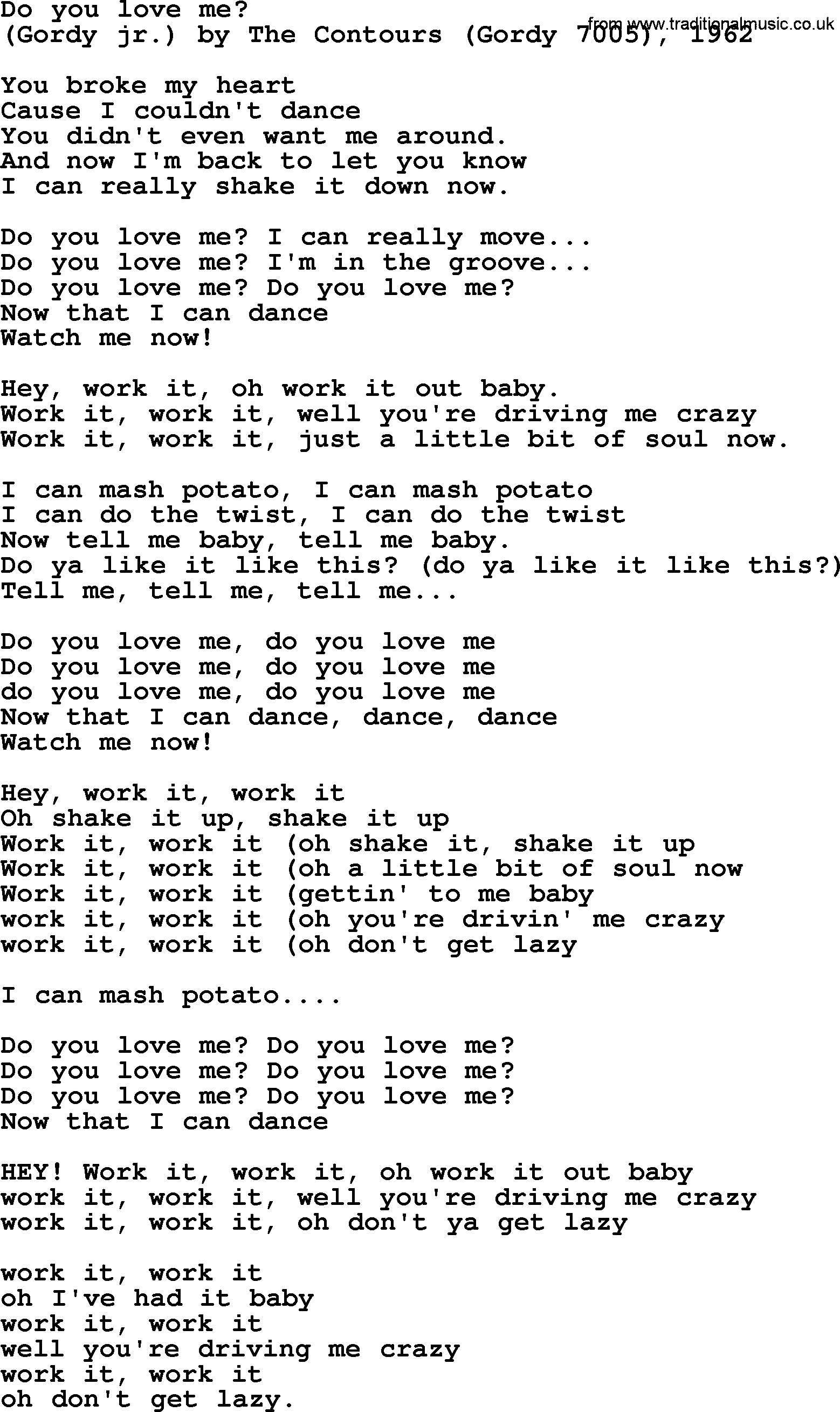 Bruce Springsteen song: Do You Love Me lyrics